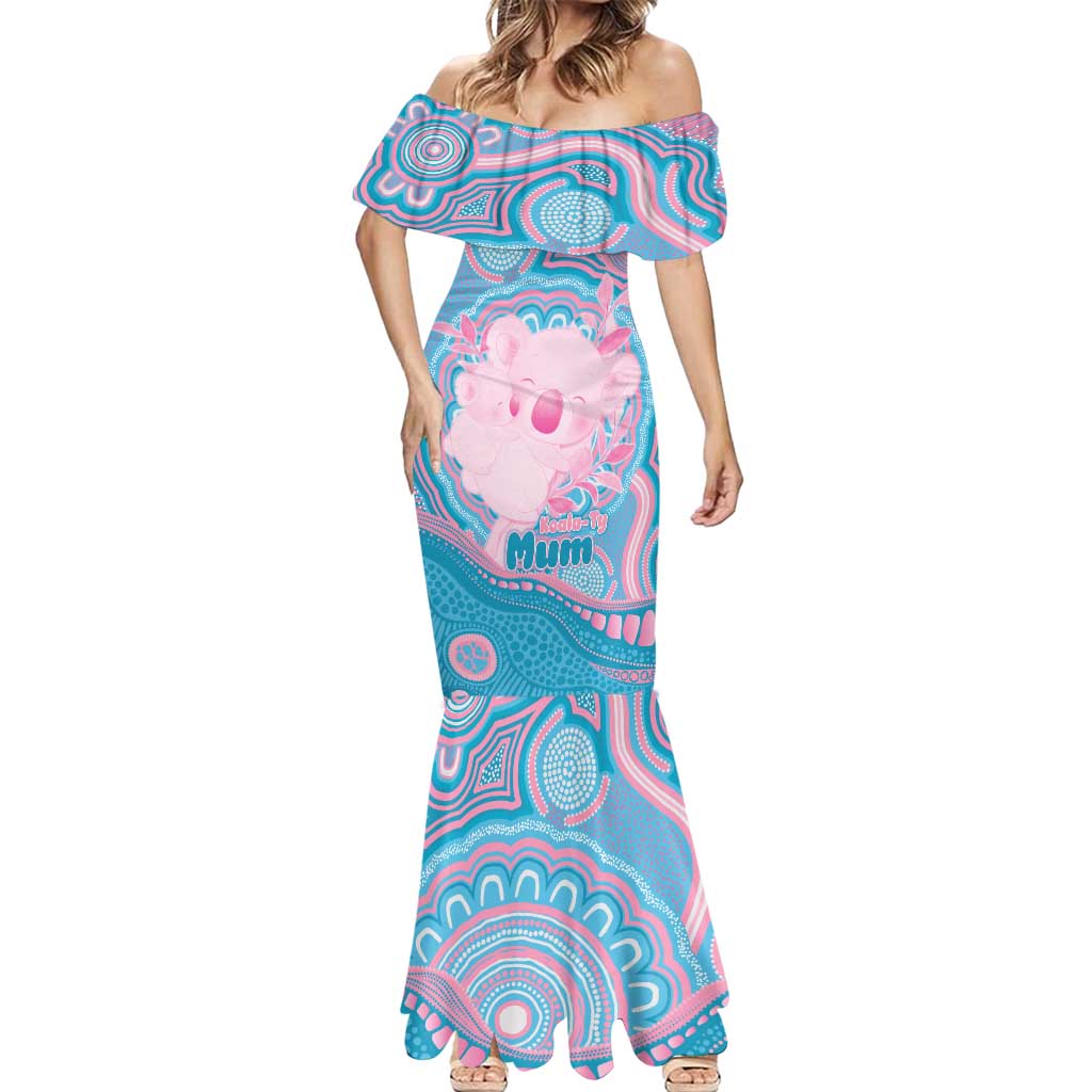 Koala Mum Australia Mother's Day Personalised Mermaid Dress Pink and Blue Aboriginal Art