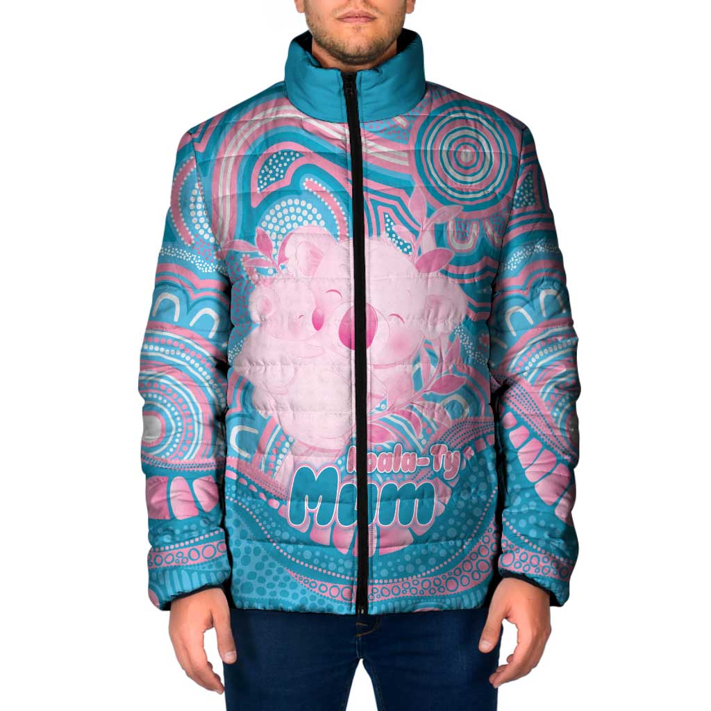 Koala Mum Australia Mother's Day Personalised Padded Jacket Pink and Blue Aboriginal Art
