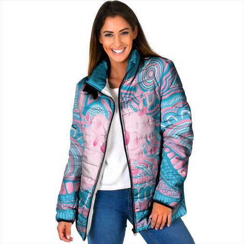 Koala Mum Australia Mother's Day Personalised Padded Jacket Pink and Blue Aboriginal Art