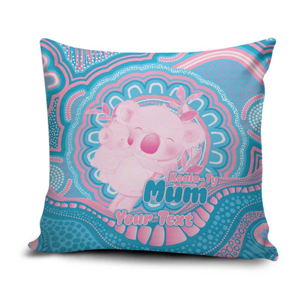 Koala Mum Australia Mother's Day Personalised Pillow Cover Pink and Blue Aboriginal Art
