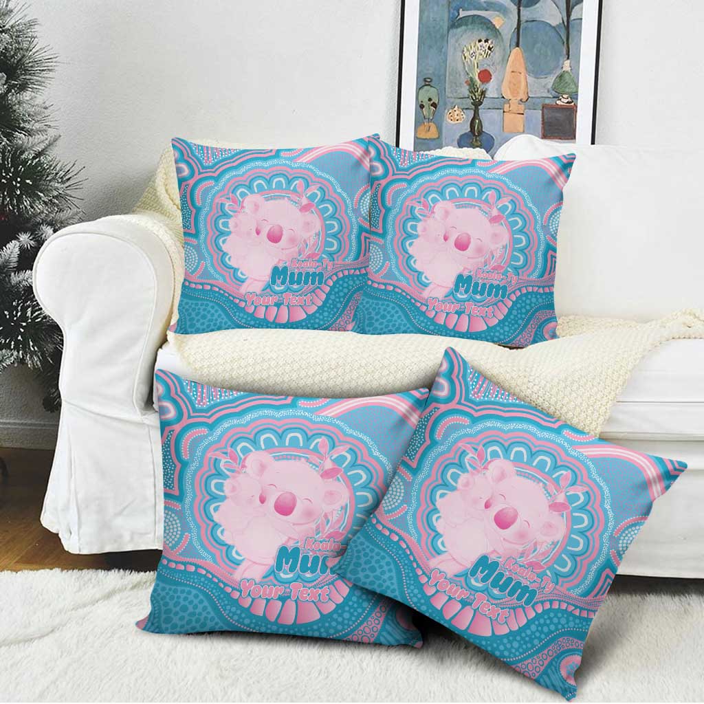 Koala Mum Australia Mother's Day Personalised Pillow Cover Pink and Blue Aboriginal Art