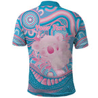 Koala Mum Australia Mother's Day Personalised Polo Shirt Pink and Blue Aboriginal Art