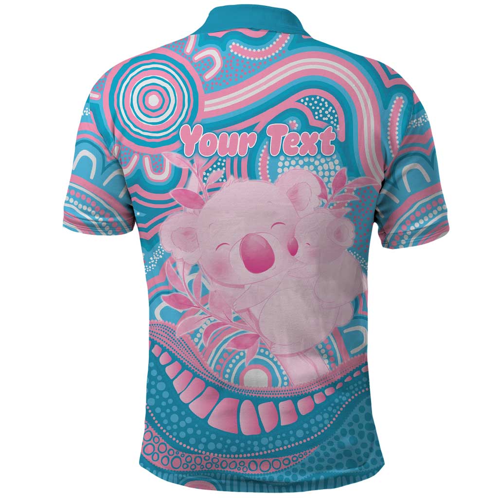Koala Mum Australia Mother's Day Personalised Polo Shirt Pink and Blue Aboriginal Art