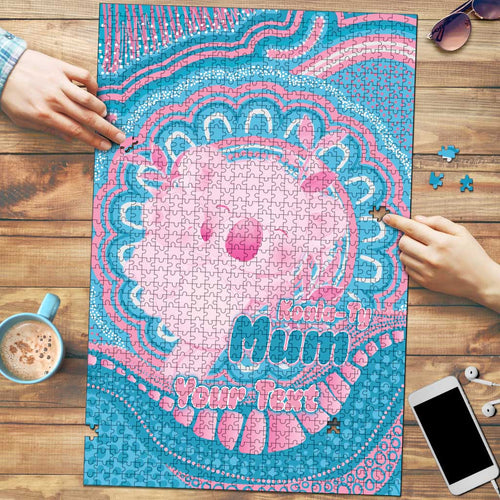 Koala Mum Australia Mother's Day Personalised Puzzle Pink and Blue Aboriginal Art