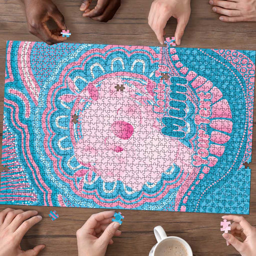Koala Mum Australia Mother's Day Personalised Puzzle Pink and Blue Aboriginal Art