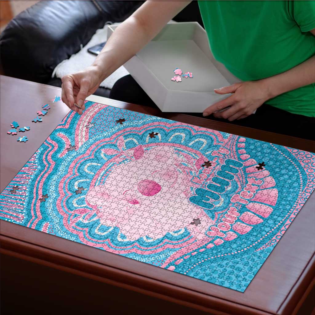 Koala Mum Australia Mother's Day Personalised Puzzle Pink and Blue Aboriginal Art