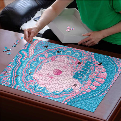Koala Mum Australia Mother's Day Personalised Puzzle Pink and Blue Aboriginal Art
