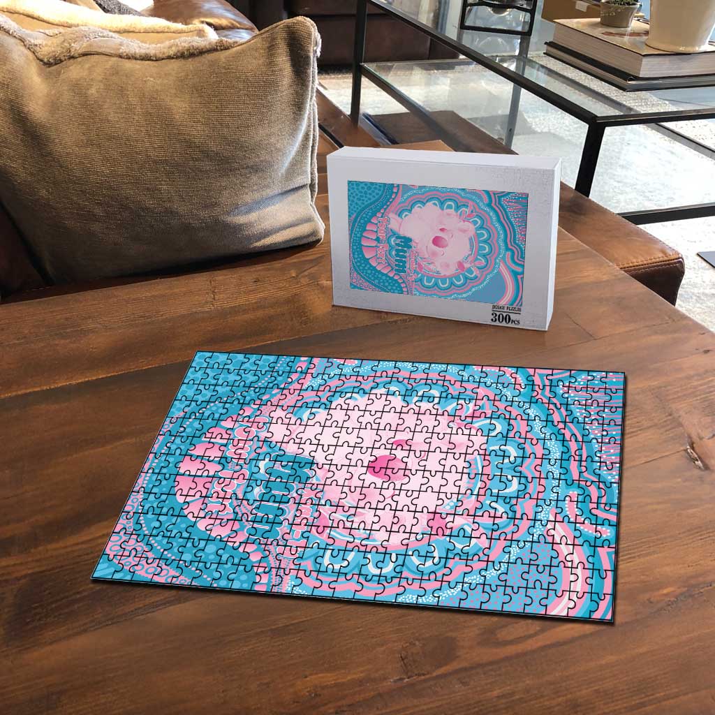 Koala Mum Australia Mother's Day Personalised Puzzle Pink and Blue Aboriginal Art
