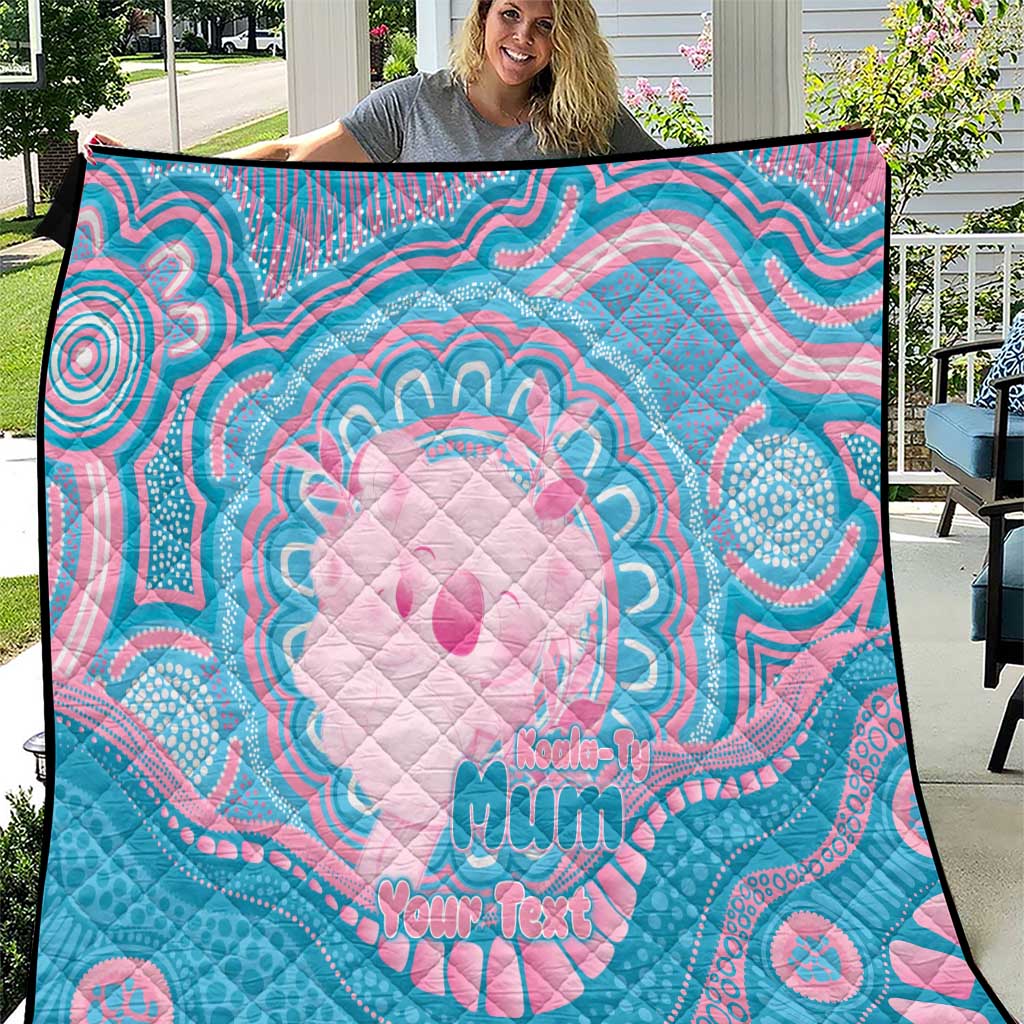 Koala Mum Australia Mother's Day Personalised Quilt Pink and Blue Aboriginal Art
