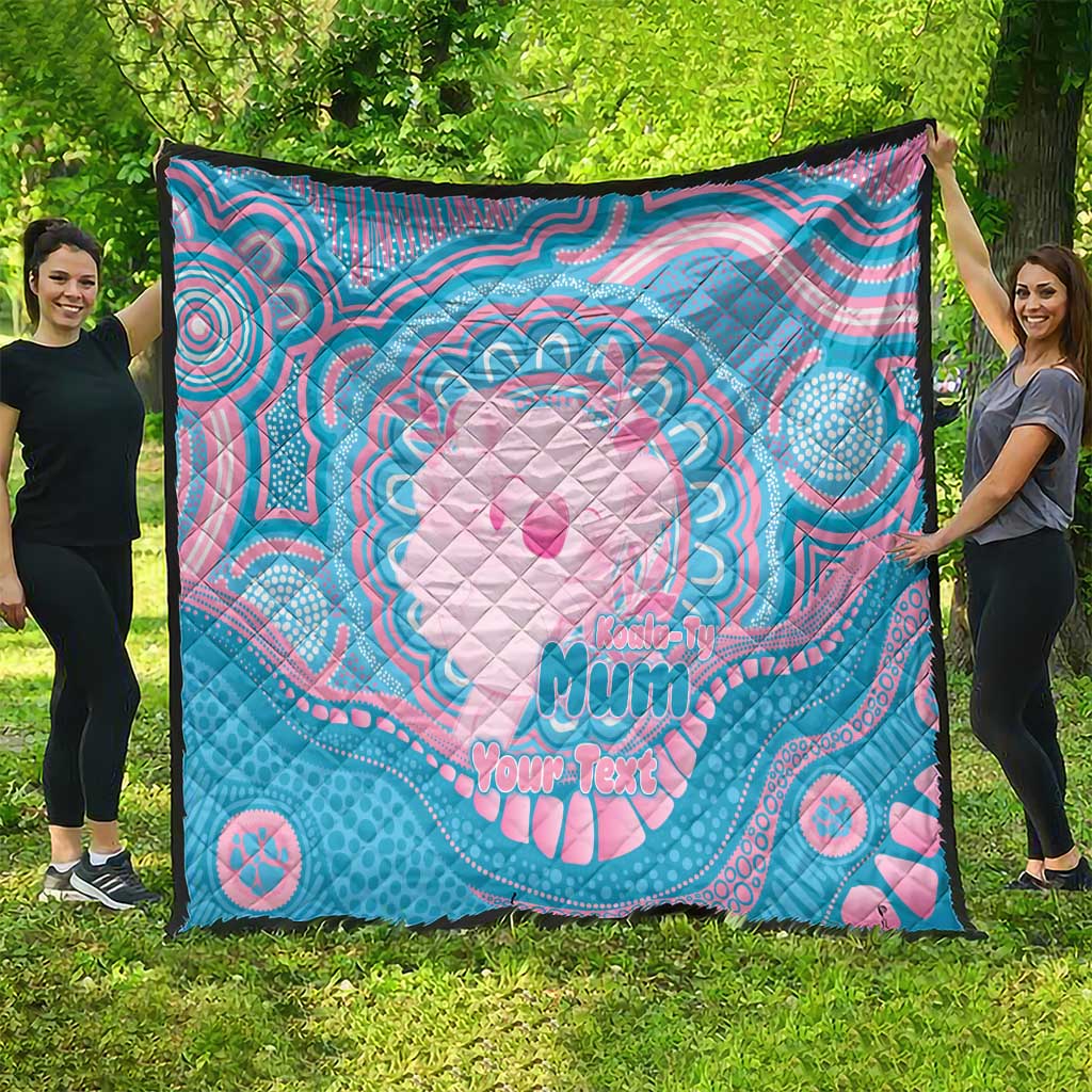 Koala Mum Australia Mother's Day Personalised Quilt Pink and Blue Aboriginal Art
