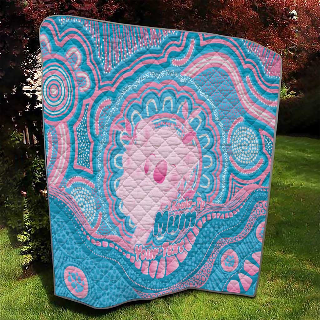 Koala Mum Australia Mother's Day Personalised Quilt Pink and Blue Aboriginal Art