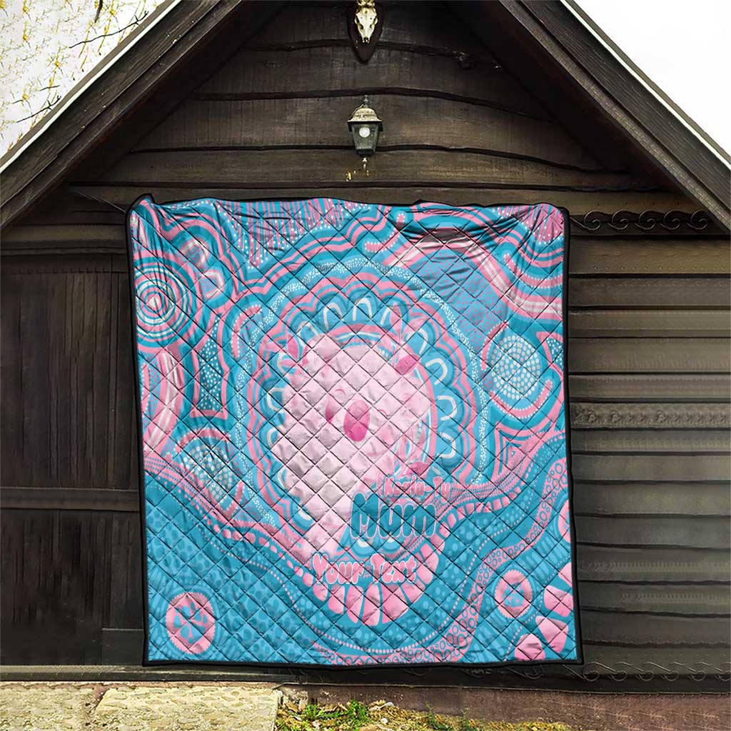 Koala Mum Australia Mother's Day Personalised Quilt Pink and Blue Aboriginal Art