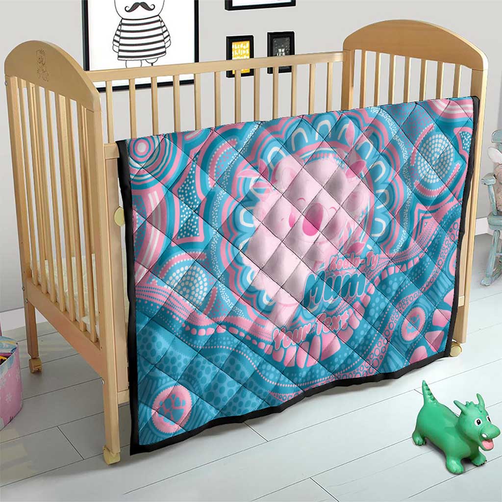 Koala Mum Australia Mother's Day Personalised Quilt Pink and Blue Aboriginal Art