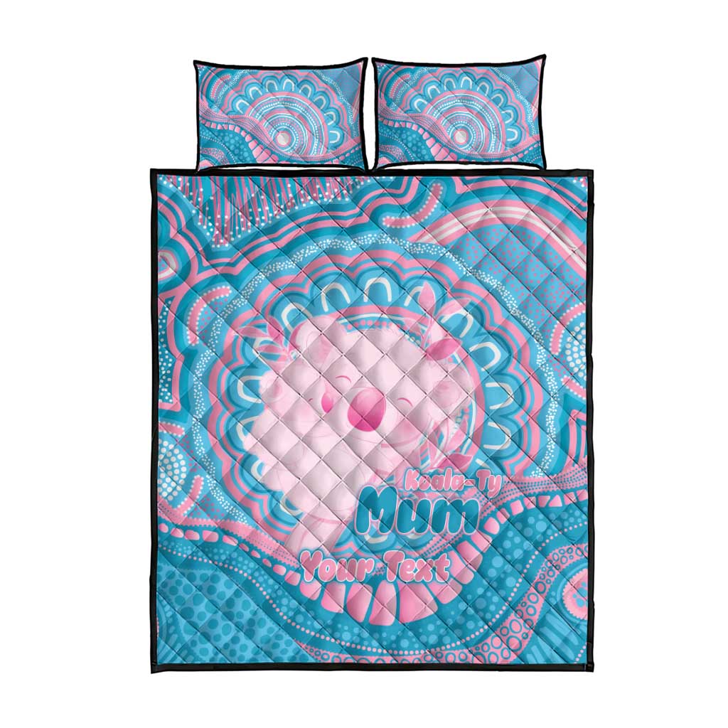 Koala Mum Australia Mother's Day Personalised Quilt Bed Set Pink and Blue Aboriginal Art