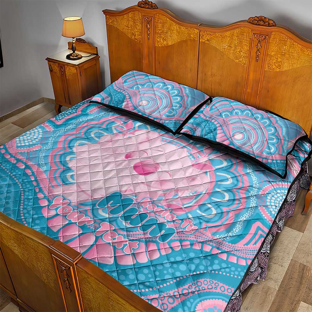 Koala Mum Australia Mother's Day Personalised Quilt Bed Set Pink and Blue Aboriginal Art