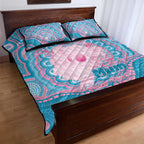 Koala Mum Australia Mother's Day Personalised Quilt Bed Set Pink and Blue Aboriginal Art