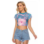 Koala Mum Australia Mother's Day Personalised Raglan Cropped T Shirt Pink and Blue Aboriginal Art