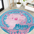 Koala Mum Australia Mother's Day Personalised Round Carpet Pink and Blue Aboriginal Art