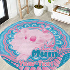 Koala Mum Australia Mother's Day Personalised Round Carpet Pink and Blue Aboriginal Art