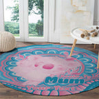 Koala Mum Australia Mother's Day Personalised Round Carpet Pink and Blue Aboriginal Art