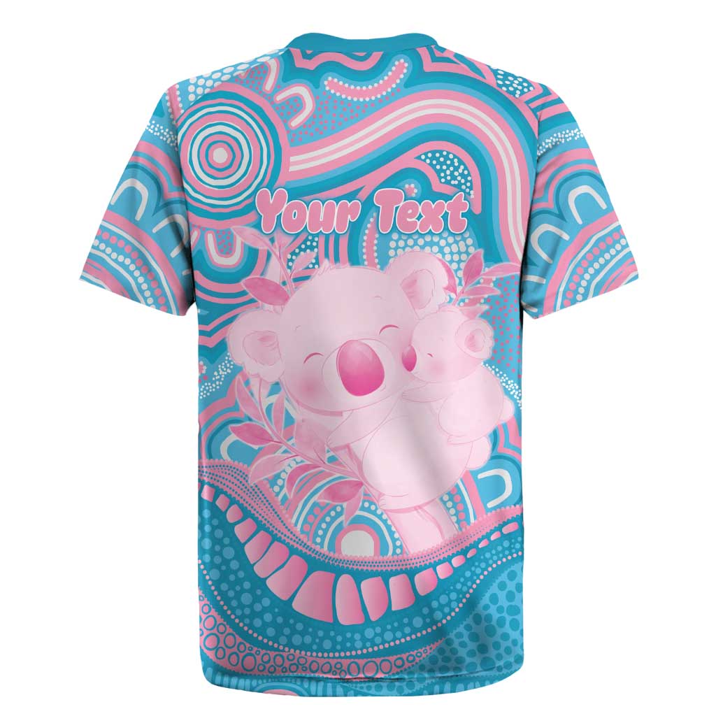 Koala Mum Australia Mother's Day Personalised Rugby Jersey Pink and Blue Aboriginal Art