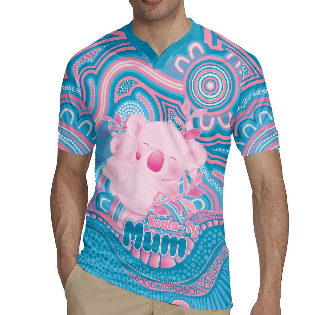 Koala Mum Australia Mother's Day Personalised Rugby Jersey Pink and Blue Aboriginal Art