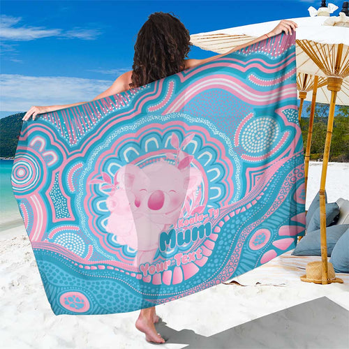 Koala Mum Australia Mother's Day Personalised Sarong Pink and Blue Aboriginal Art