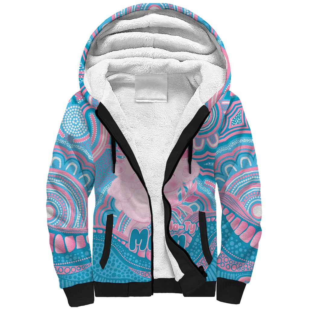 Koala Mum Australia Mother's Day Personalised Sherpa Hoodie Pink and Blue Aboriginal Art