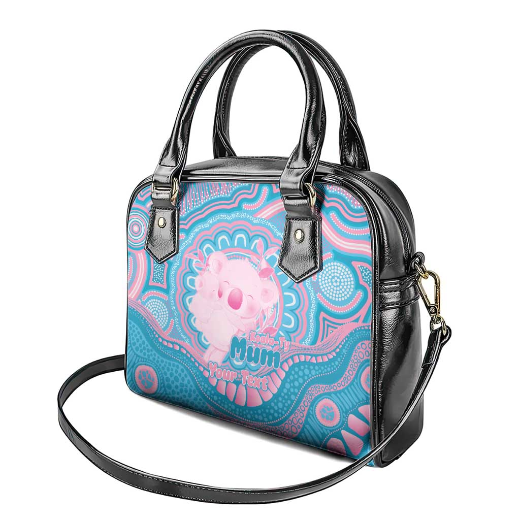 Koala Mum Australia Mother's Day Personalised Shoulder Handbag Pink and Blue Aboriginal Art
