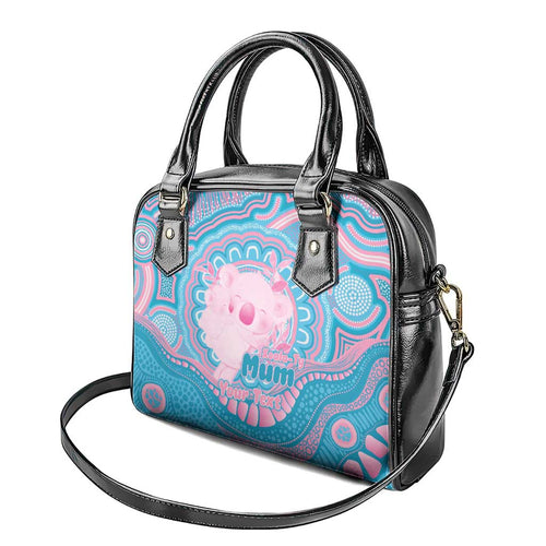 Koala Mum Australia Mother's Day Personalised Shoulder Handbag Pink and Blue Aboriginal Art
