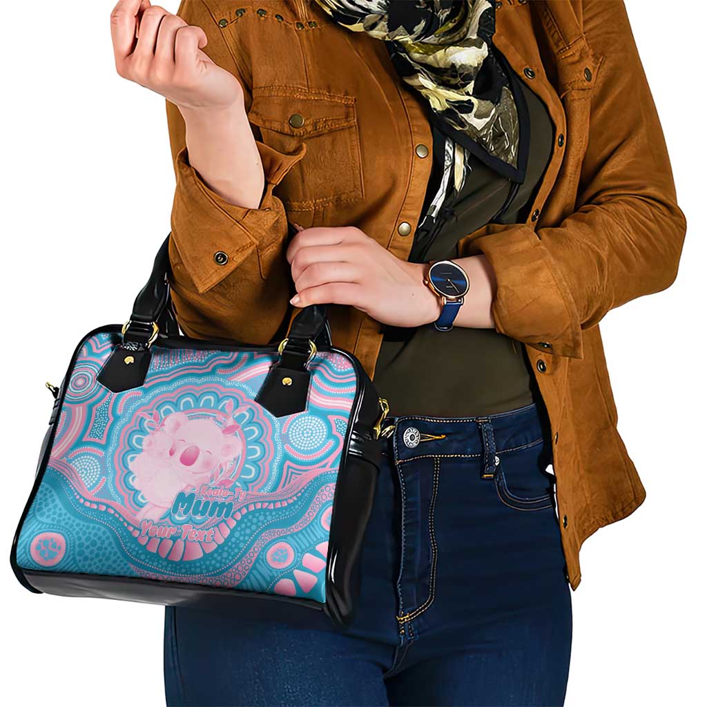 Koala Mum Australia Mother's Day Personalised Shoulder Handbag Pink and Blue Aboriginal Art