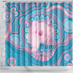 Koala Mum Australia Mother's Day Personalised Shower Curtain Pink and Blue Aboriginal Art