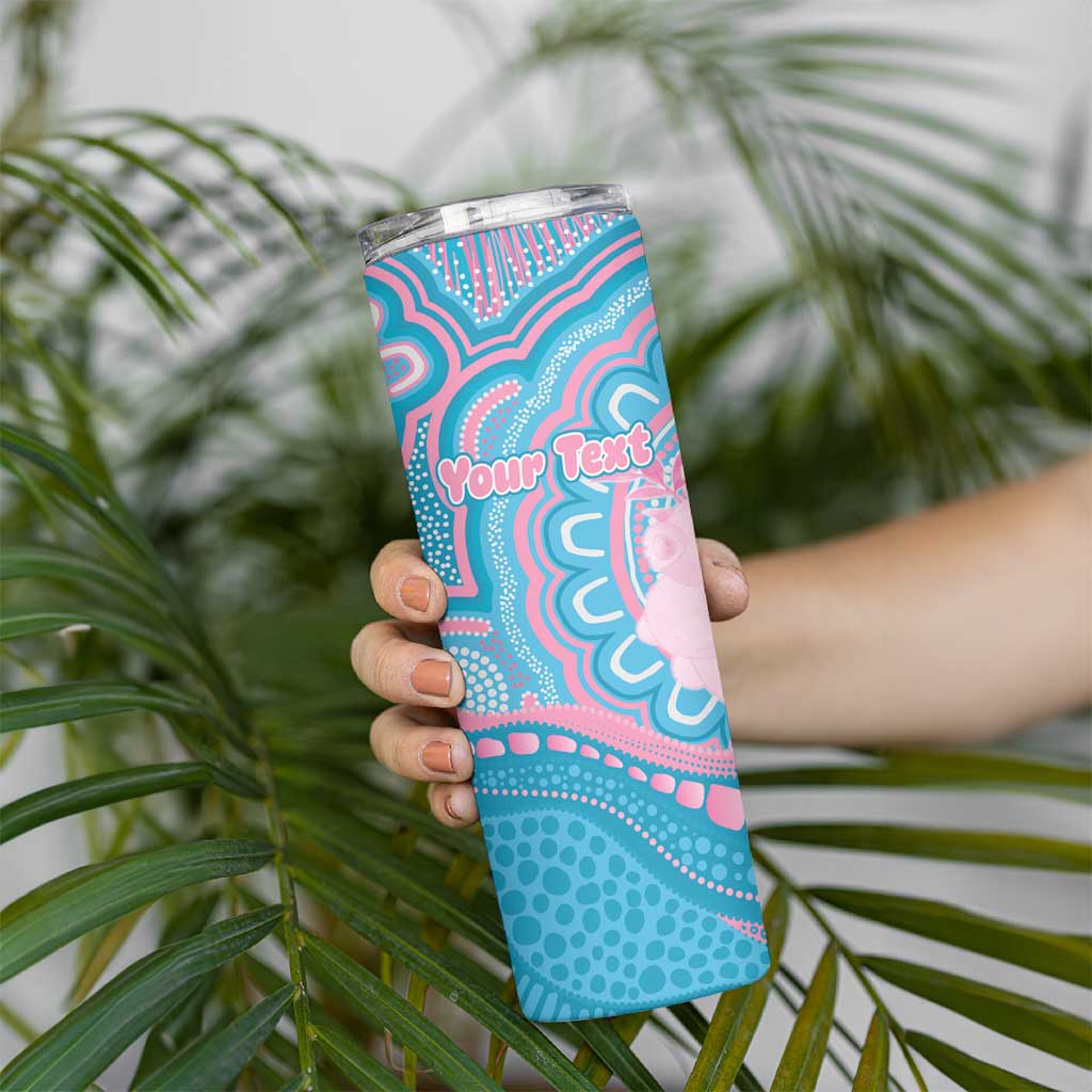 Koala Mum Australia Mother's Day Personalised Skinny Tumbler Pink and Blue Aboriginal Art