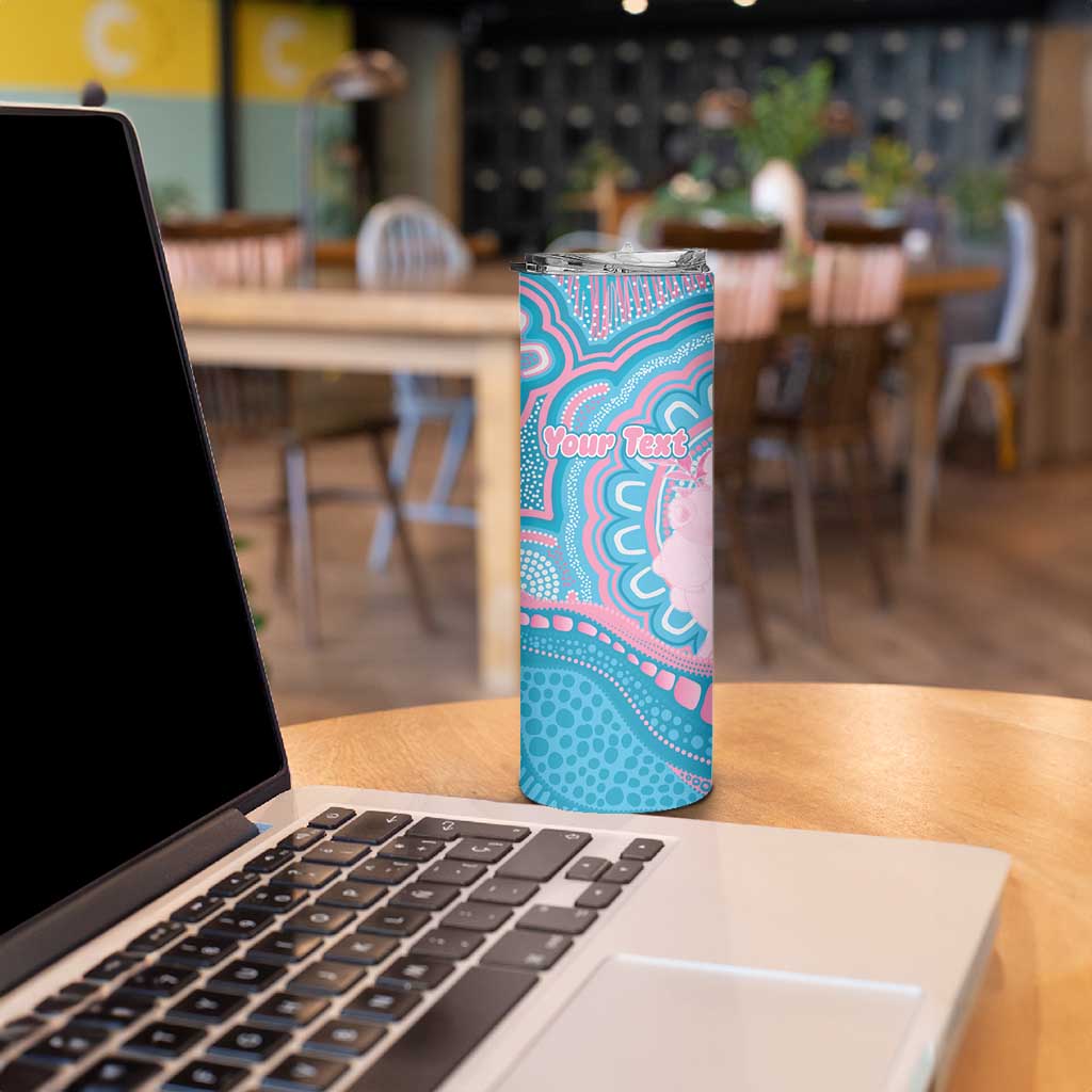 Koala Mum Australia Mother's Day Personalised Skinny Tumbler Pink and Blue Aboriginal Art