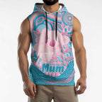 Koala Mum Australia Mother's Day Personalised Sleeveless Hoodie Pink and Blue Aboriginal Art