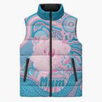 Koala Mum Australia Mother's Day Personalised Sleeveless Puffer Jacket Pink and Blue Aboriginal Art