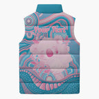 Koala Mum Australia Mother's Day Personalised Sleeveless Puffer Jacket Pink and Blue Aboriginal Art