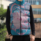 Koala Mum Australia Mother's Day Personalised Sleeveless Puffer Jacket Pink and Blue Aboriginal Art