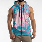 Koala Mum Australia Mother's Day Personalised Sleeveless Zip Hoodie Pink and Blue Aboriginal Art