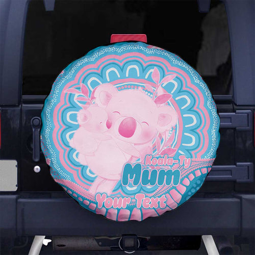 Koala Mum Australia Mother's Day Personalised Spare Tire Cover Pink and Blue Aboriginal Art