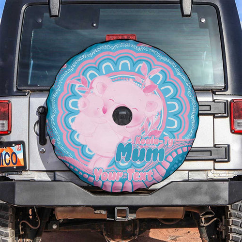 Koala Mum Australia Mother's Day Personalised Spare Tire Cover Pink and Blue Aboriginal Art