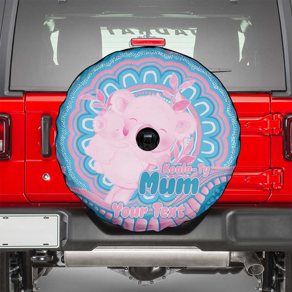 Koala Mum Australia Mother's Day Personalised Spare Tire Cover Pink and Blue Aboriginal Art