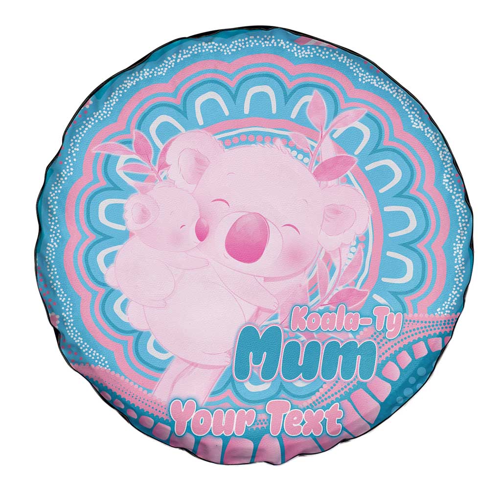 Koala Mum Australia Mother's Day Personalised Spare Tire Cover Pink and Blue Aboriginal Art
