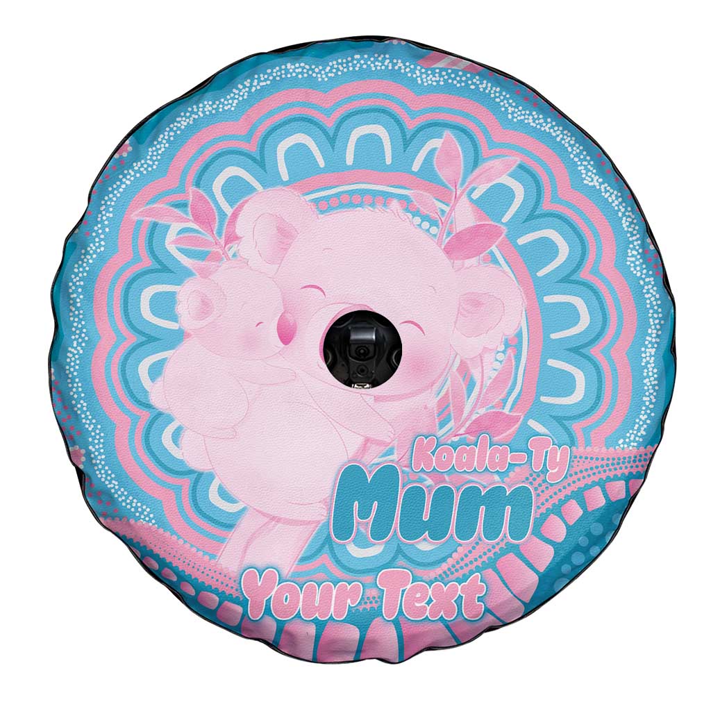 Koala Mum Australia Mother's Day Personalised Spare Tire Cover Pink and Blue Aboriginal Art