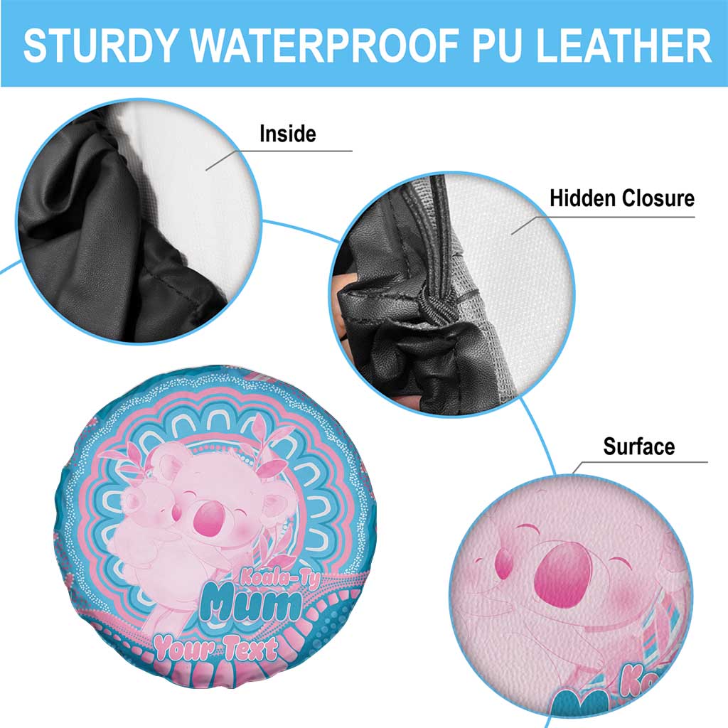 Koala Mum Australia Mother's Day Personalised Spare Tire Cover Pink and Blue Aboriginal Art