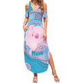Koala Mum Australia Mother's Day Personalised Summer Maxi Dress Pink and Blue Aboriginal Art
