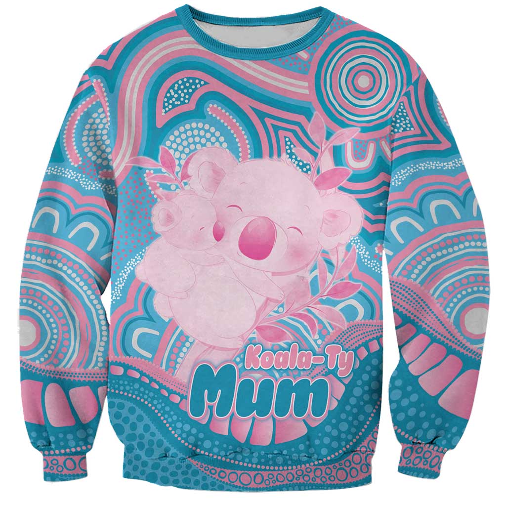 Koala Mum Australia Mother's Day Personalised Sweatshirt Pink and Blue Aboriginal Art