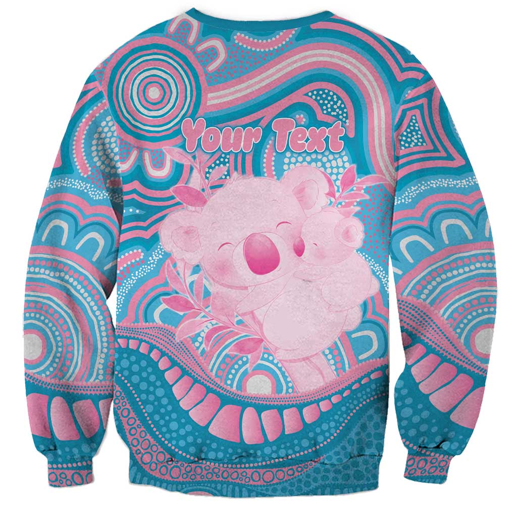 Koala Mum Australia Mother's Day Personalised Sweatshirt Pink and Blue Aboriginal Art