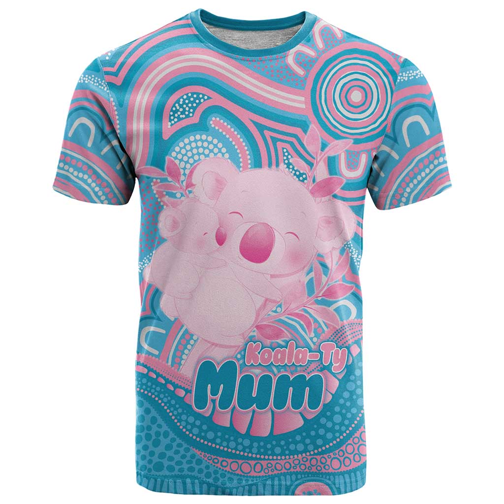 Koala Mum Australia Mother's Day Personalised T Shirt Pink and Blue Aboriginal Art