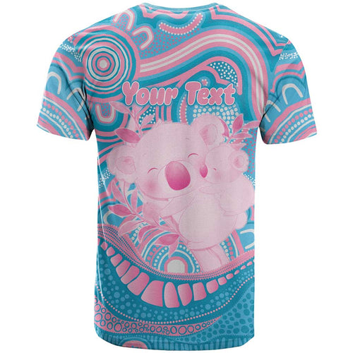 Koala Mum Australia Mother's Day Personalised T Shirt Pink and Blue Aboriginal Art